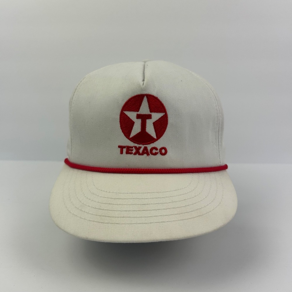 Vintage 90s Texaco Hat Cap‎ Snap Back Adjustable White USA Made Adult